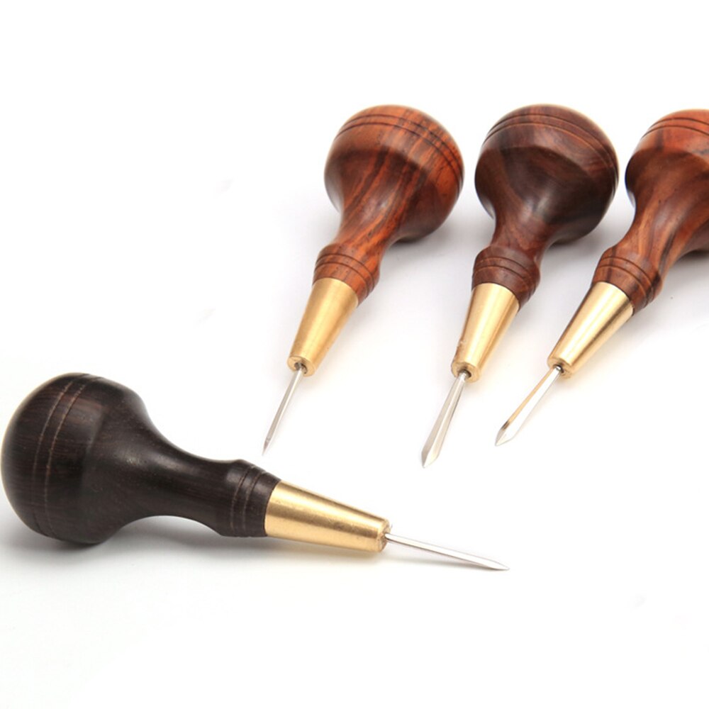 Stitching Awl with Diamond Shape Blade cutter cutting leather cut with good wooden handle leather craft DIY awl