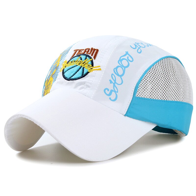 Zomer Snel Droog Kinderen Sport Baseball Netto Cap Cartoon Basketbal Printting Netto Cap Kids Student Camping Hoed Jongens Meisjes Zonnehoed: White