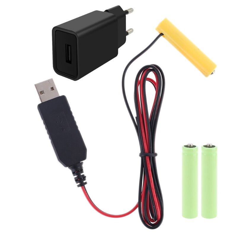 Eu Plug Usb Voeding Adapter Converteren Naar Aaa Batterij Eliminator Kan Vervangen 1-4 Stuks 1.5V LR03 aaa Batterij Eliminatie Voor