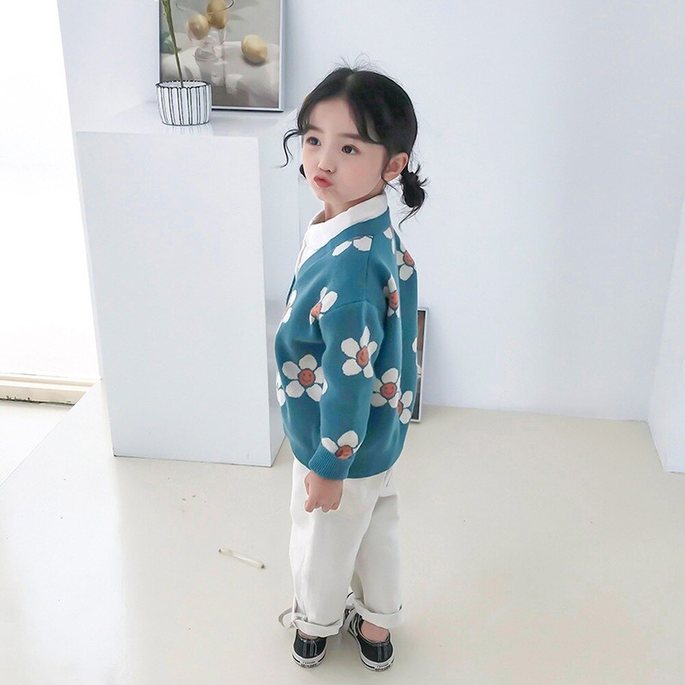 Ragazze Cardigan Lavorato A Maglia Cappotto Del Maglione 2020 Nuovi Vestiti di Arrivo Piccola Margherita Ragazze Primavera e in Autunno Cappotto del Maglione di Modo