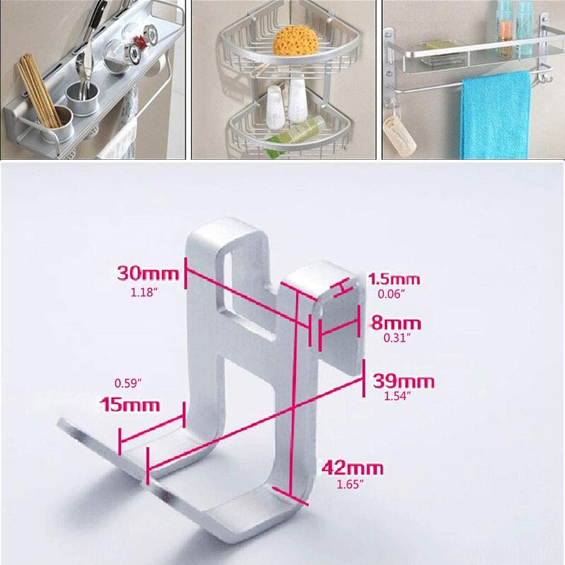 Ruimte Aluminium Douche Glazen Deur Haken H Vorm Opknoping Haak Badkamer Keuken Opbergrek Handdoek Servies Gratis Punch Hanger