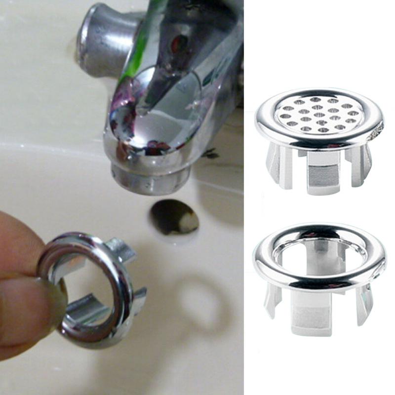 1pc vask håndvask rund ring overløb reserve låg badeværelse keramisk håndvask overløbsring ryddig krom trimring  #20