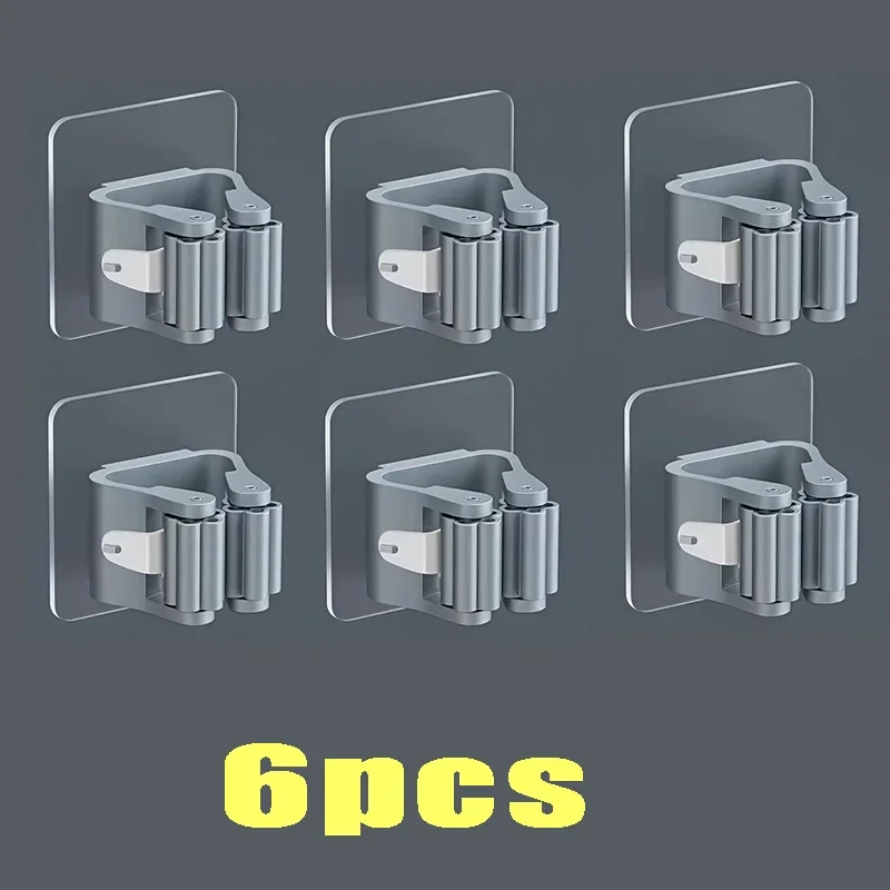 4 stk. veggmontert moppholder veggmontert vanntett moppstativ kosthenger kroker husholdningsverktøy: Blå