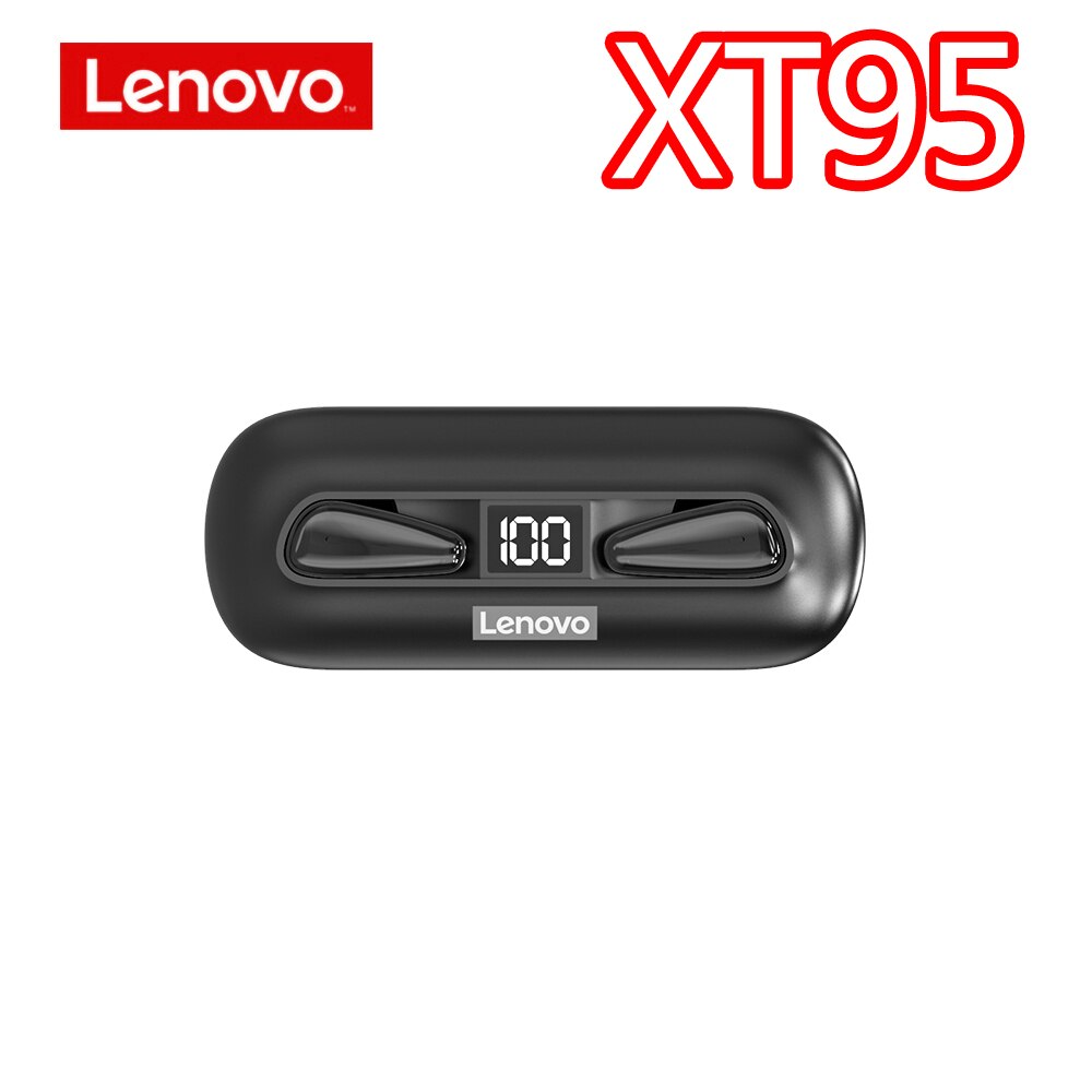 Originele Lenovo LP12 XT82 XT91 XT95 Bluetooth Oortelefoon Draadloze Hoofdtelefoon Sport Headset QT81 LP3 HQ08 Intelligente Led Display: XT95 Black