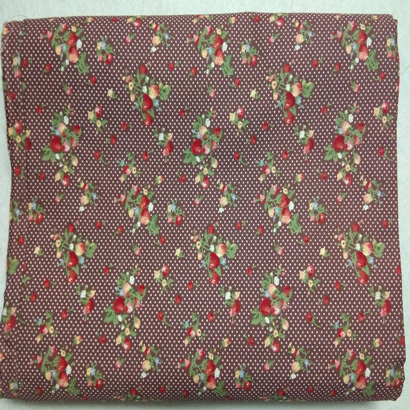 Romantique 3 couleurs petit rouge fleur & fraise Dot imprimé coton popeline tissu 50x145 cm pour bricolage couture
