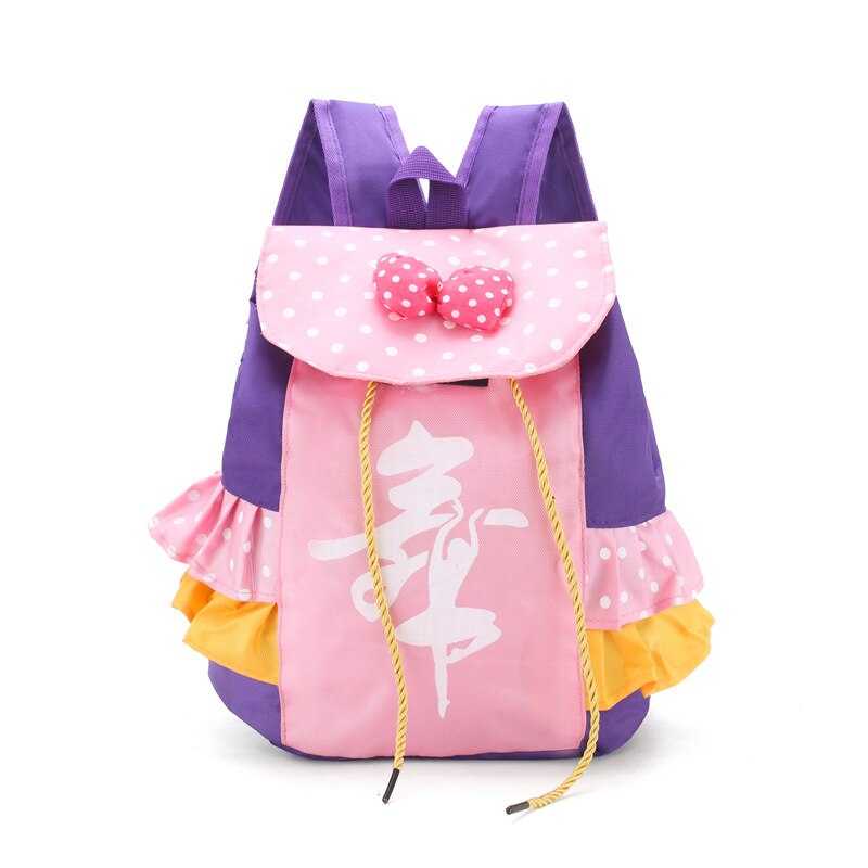 Rosa Kinder Mädchen Ballett Dance Tasche Studenten Schule Rucksack Dot Bogen Spitze Tiered Rüschen Kinder Schule Taschen Mädchen Rucksack Licht: Pink A