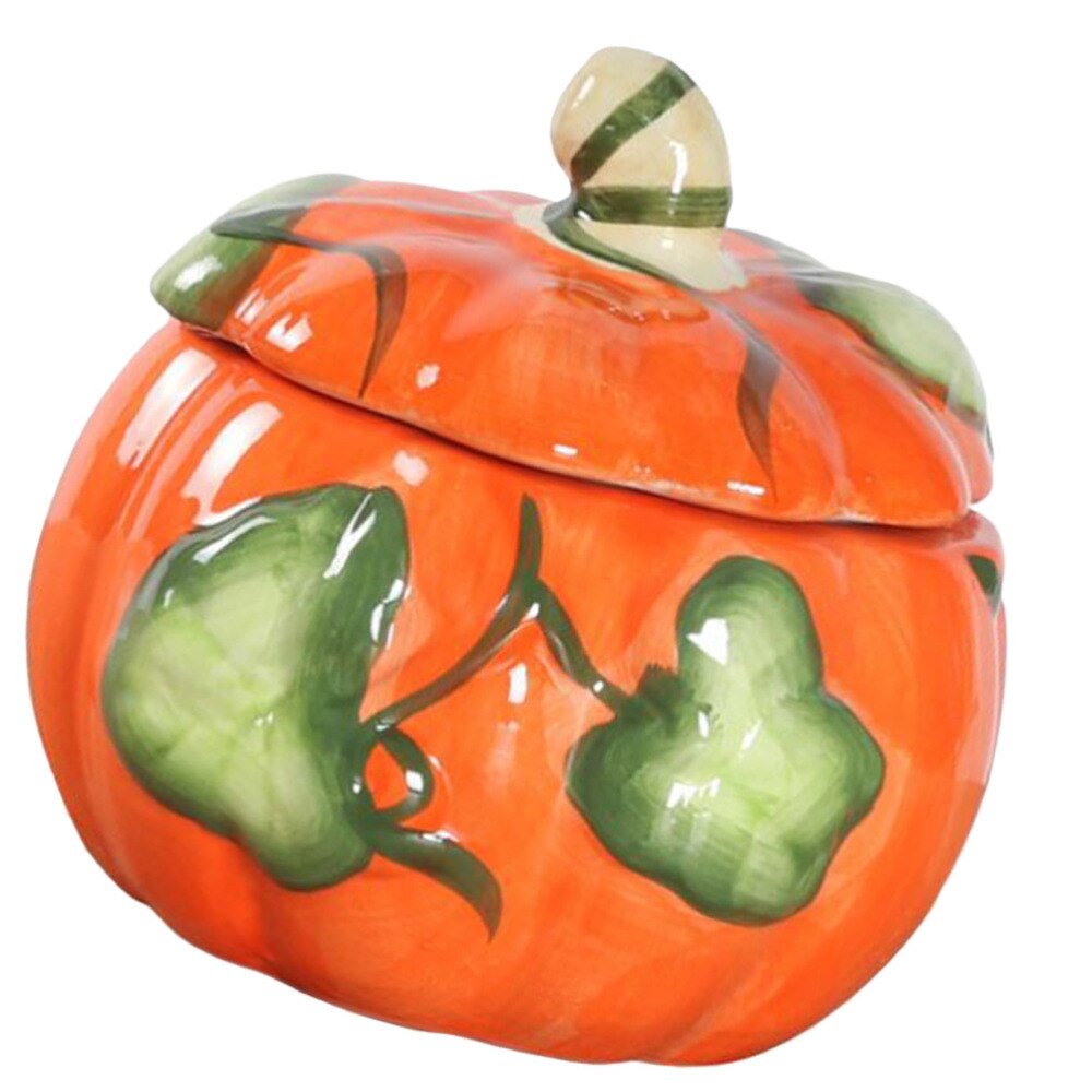 Halloween Keramische Snack Pot Pompoen Vormige Opslag Pot Snack Container Voor Kids Kinderen Oranje