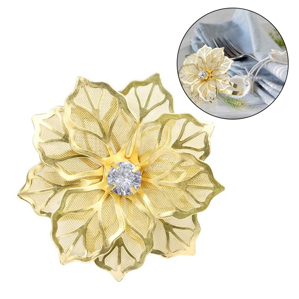 6 st blomma servettringar metall guld servett spänne servettring hållare hotell födelsedag bröllopsfest västra middagsbord dekoration