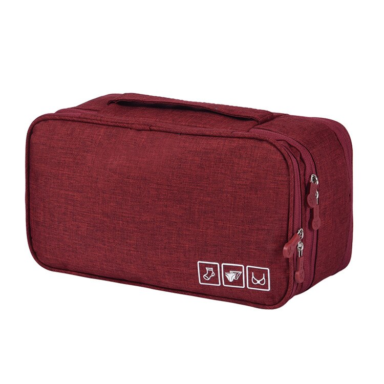 Reistas Waterdicht Kationische Tas Multifunctionele Draagbare Ondergoed Tas Sokken Opbergtas Bagage Organizer: Red wine