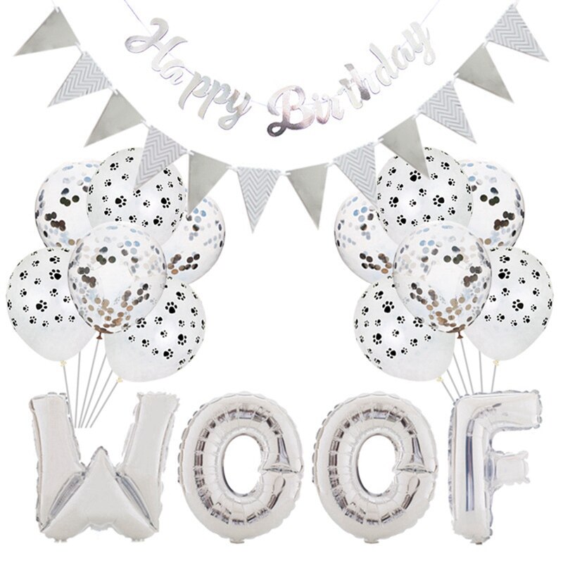 Animal de compagnie chien chat fête d'anniversaire décoration ensemble mignon lettre Woof fête ballon décor chien fête pour animaux de compagnie bannière fournitures d'anniversaire pour animaux de compagnie
