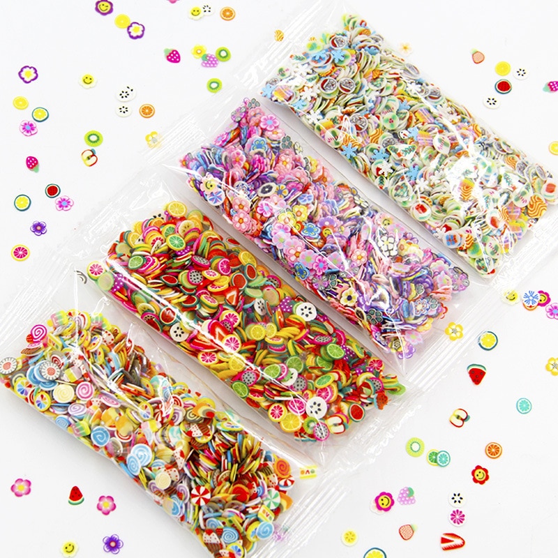 1000pcs/bag DIY Slime Soft Pottery Fruit Slices Filler For Nails Art Slime Fruit Slime Accessories Supplies Decoration Toy