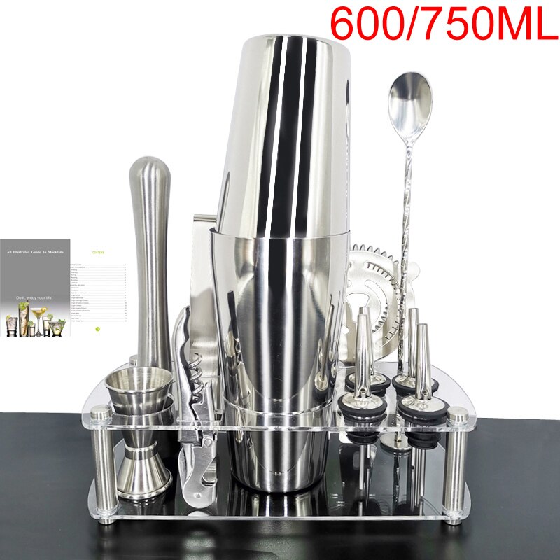 Stainless Steel Cocktail Shaker With Wine Rack 750/600ml Wine Shaker Mixer For Bar Party Tools Bar Accessories