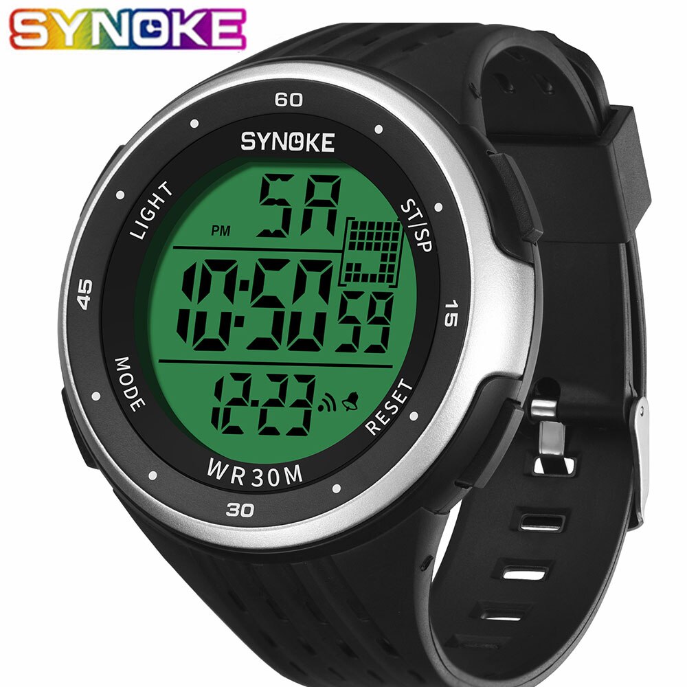 Synoke Mannen Horloge Digitale Horloge Sport Waterdichte Lichtgevende Horloges Schokbestendig Grote Wijzerplaat Elektronische Horloge Klok Mannen Relogios
