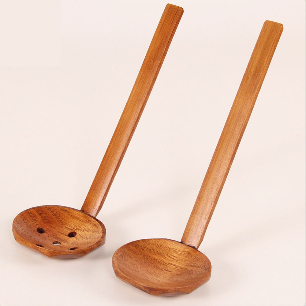 Japanese Style Long Handle Wooden Spoon Ramen Spoon Pot Colander Utensils Ramen Soup Spoons Tableware Kitchen Utensil Tool