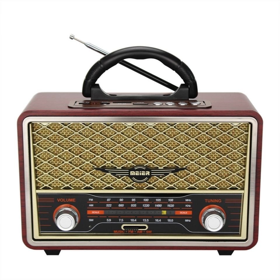 Retro Portable Wireless Radio Music Player AM/FM/SW MultiFunction Bluetooth Speaker Subwoofer TF/SD USB Card Player: A2-Red