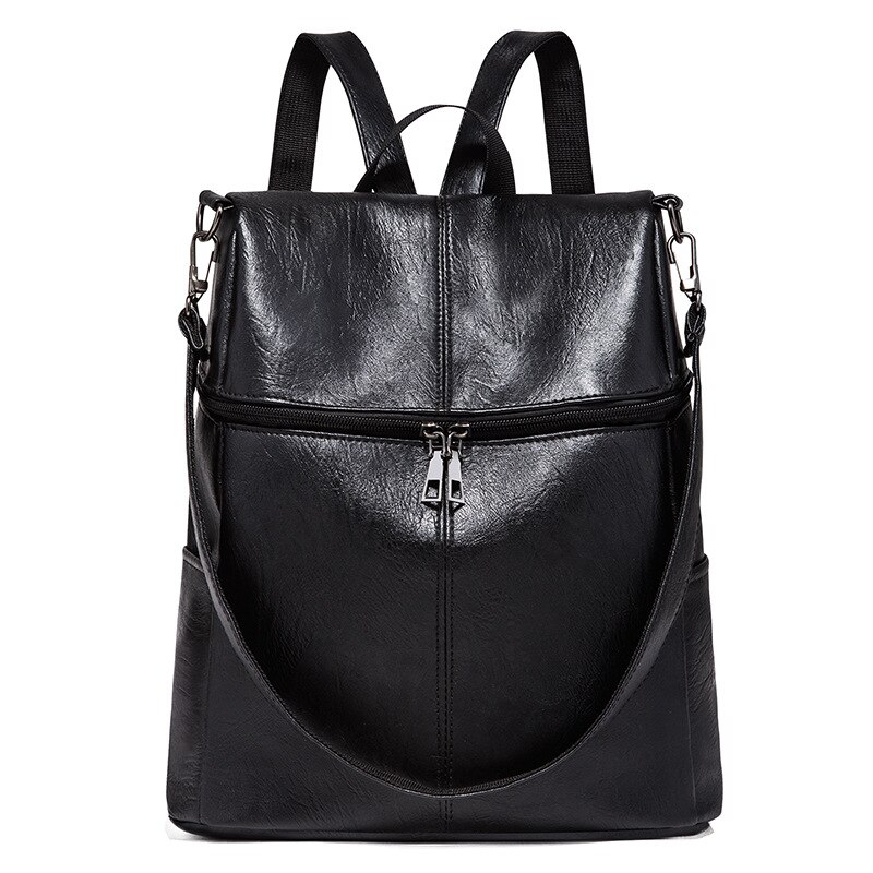 ¡Novedad de ! mochila antirrobo para mujer, bolso escolar de piel sintética a la de estilo británico, bolso de hombro de viaje portátil informal: Black