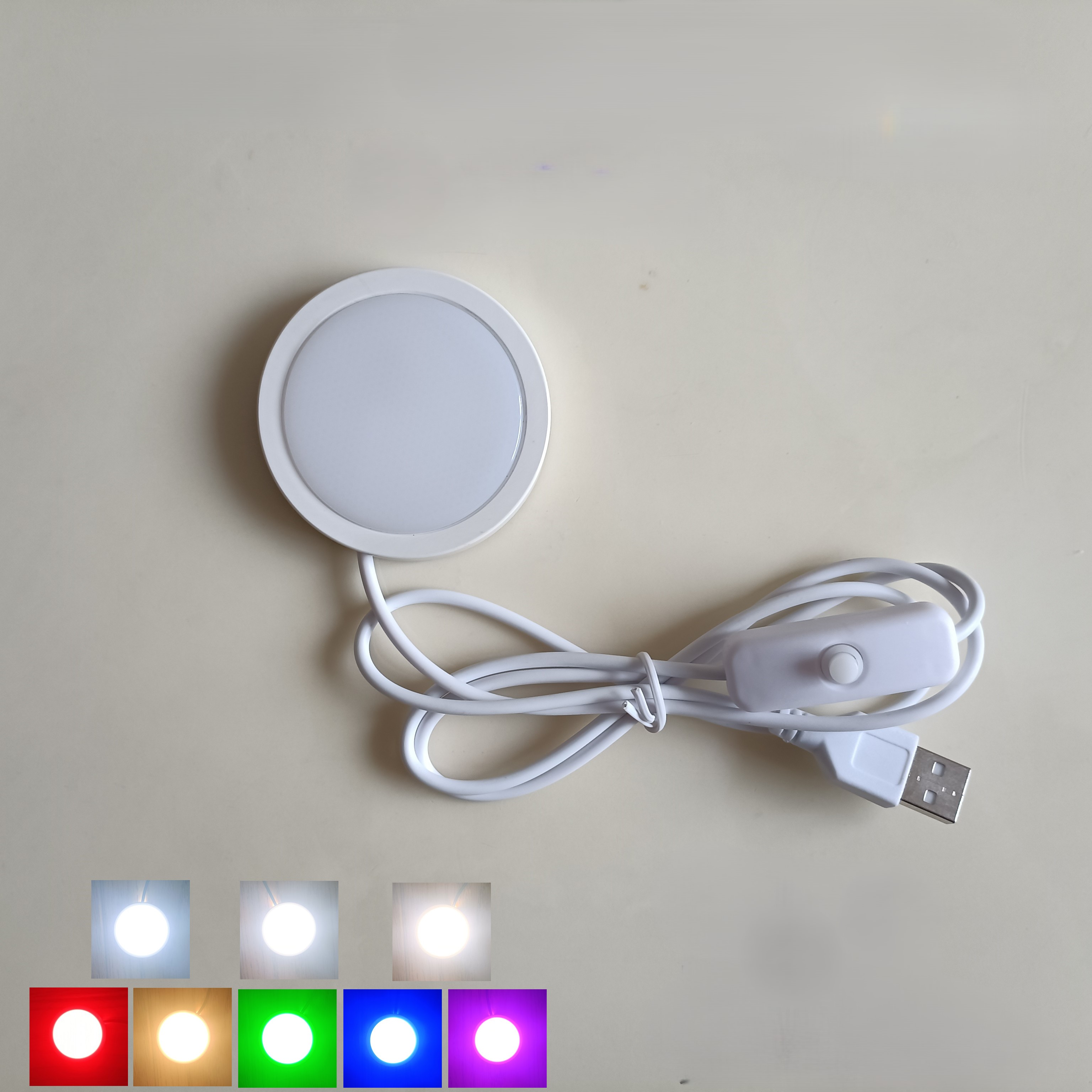 USB 5V LED Strahler 3W Ultradünne Schrank-Minilampe mit Schalter-Anzeige, Schmuck-Deckenstrahler mit 3M-Aufkleber für Höhle Innenbereich