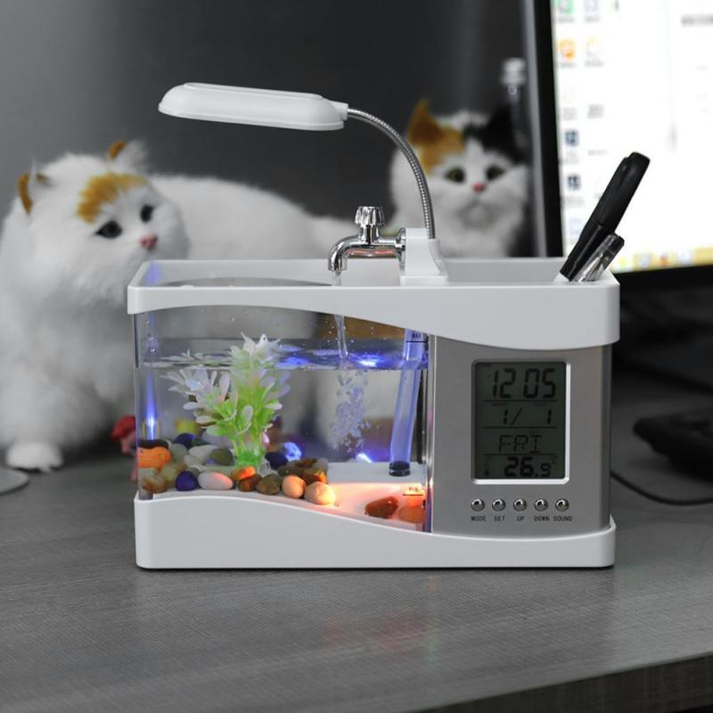 Usb akvarium kalender pennhållare akryl bordsorganisator stationära pennhållare