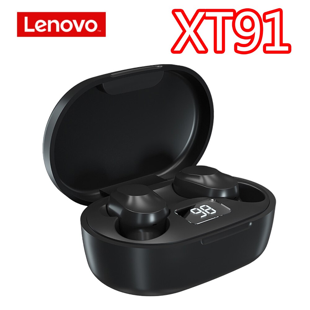 Originele Lenovo LP12 XT82 XT91 XT95 Bluetooth Oortelefoon Draadloze Hoofdtelefoon Sport Headset QT81 LP3 HQ08 Intelligente Led Display: XT91 Black