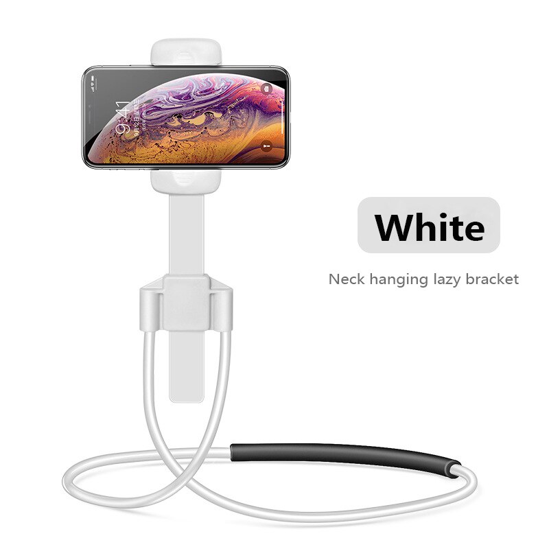 Flexible Mobile Phone Holder Tablet Holder Hanging Neck Lazy Necklace Bracket Bed 360 Degree Phones Tablet Holder Stand: white phone type