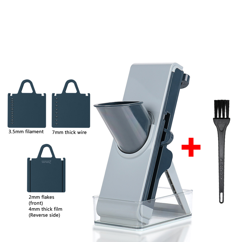 Multifunctional Manual Roller Vegetable Cutter Mandoline Vegetable Cutter Artifact Grater Potato Radish Slicer Kitchen Tools: Blue Set