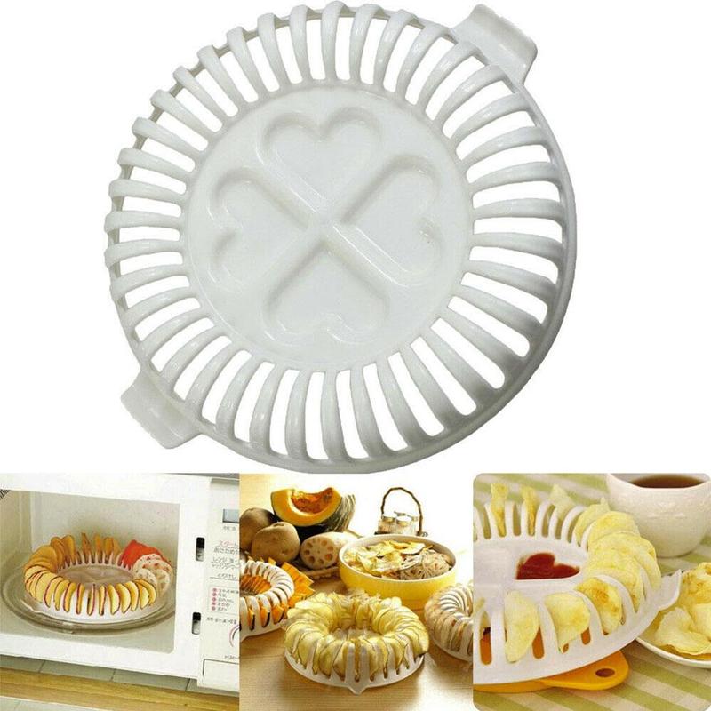 Microwave Fat Chips Maker Fruit Potato Chip Crisp Kitchen Slicer Snack Tray Random Color Maker Set DIY Tool D8F9
