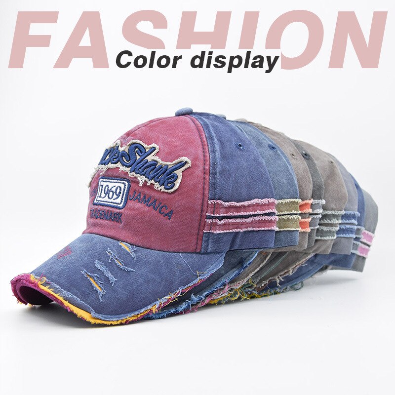 Baseball Caps Men and Women Retro Caps Stitching Letters Baseball Caps Outdoor Sports Sun Hats Washed Denim Tennis Caps