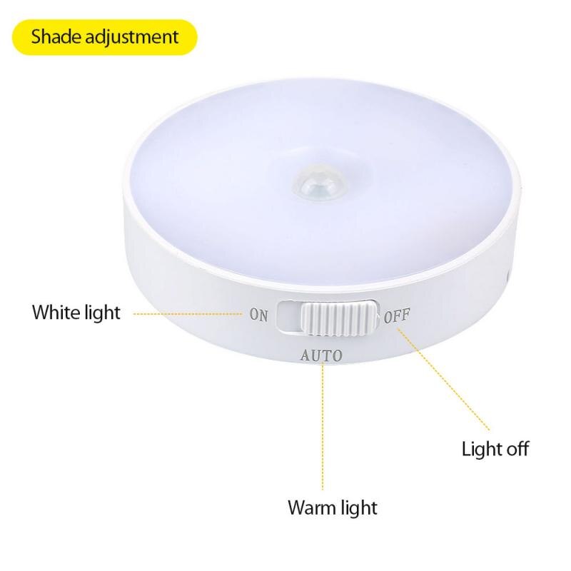 1Pcs Verstelbare Smart Twee-Kleur Motion Sensor Led Oplaadbare Nachtlampje Draadloze Energiebesparende Led Menselijk Lichaam inductie Licht