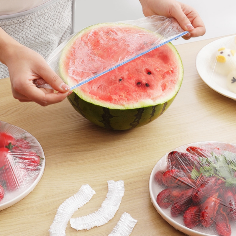 200/100/50/20pcs Saran Wrap Colorful Disposable Food Cover Food Grade Fresh-keeping Plastic Bag Kitchen Refrigerator Accessories
