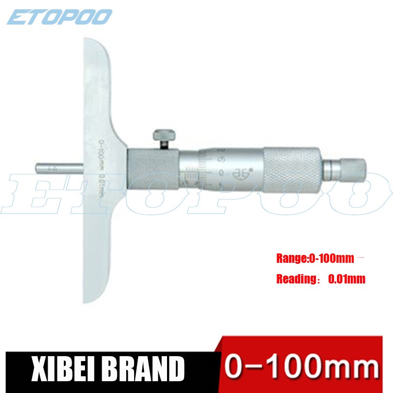 Xibei-micrómetro de profundidad con varillas, 0-25mm, 0-50mm, 0-100mm, 0-150mm, 0,01mm, herramientas de medición: 0-100mm
