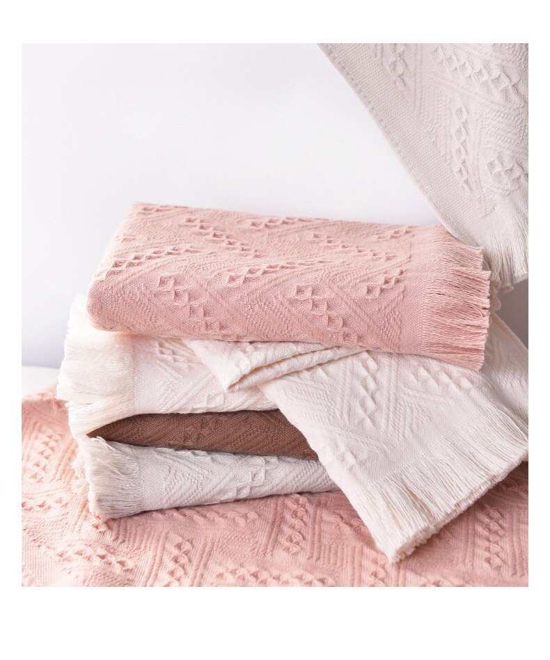 33x75cm off white/grey/pink/grey color cotton jacquard face towel fringe towels wedding household towels adult