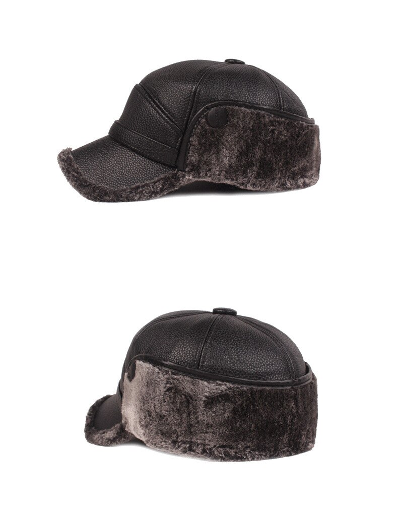 Winter Warme Männer Leder Ohr Klappe Schutz Dad Hüte Dicke Leder Hut Frühling Herbst Neue Einfachheit solid kappe