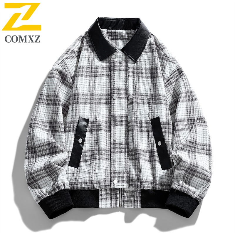 Werkjas in Japanse stijl voor heren, oversized geruite waterdichte winddichte jas, vintage bovenkleding, losse pasvorm, casual streetwear