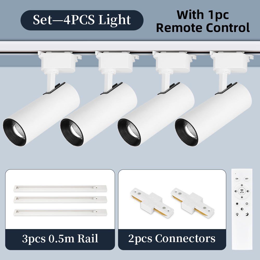 Led track spotlights with remote control, adjustable brightness, spotlight, led track lighting for living room, track ceiling light: Light yellow