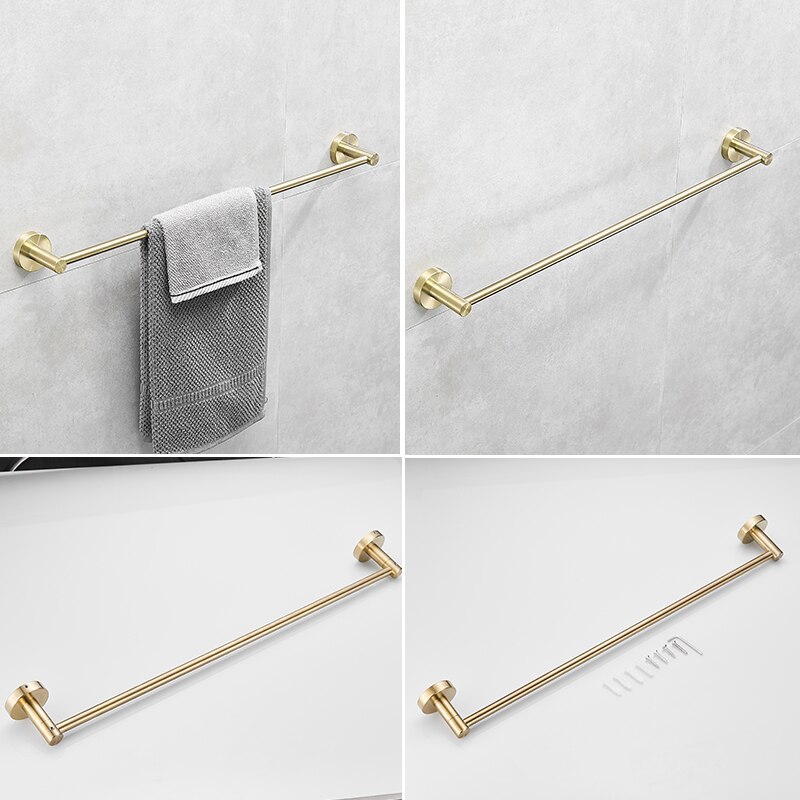 impostato di asciugamani cremagliera oro bagno in acciaio inox portasciugamani montaggio a parete del supporto di ganci appendiabiti ripiano cremagliera di stoccaggio bagno anello di tovagliolo