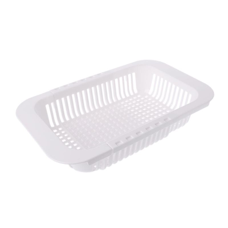 Adjustable Over Sink Dish Drying Rack Drainer Plastic Vegetables Fruit Basket Holder Kitchen Utensil Racks & Holders: White