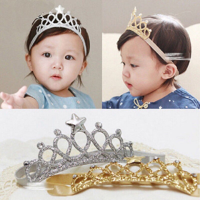 Pasgeboren baby jongen meisje kroon ster hoofdband verjaardag haarband accessoires