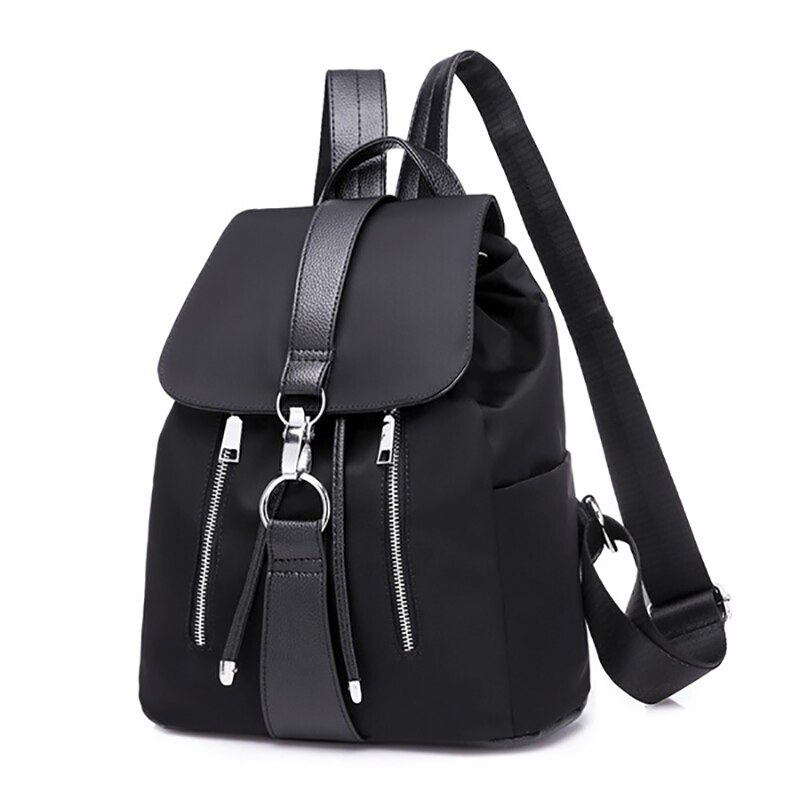 Women Backpack School Bags For Teenager Girls Nylon Zipper Lock Black Femme Mochila Female Backpack Sac A Dos