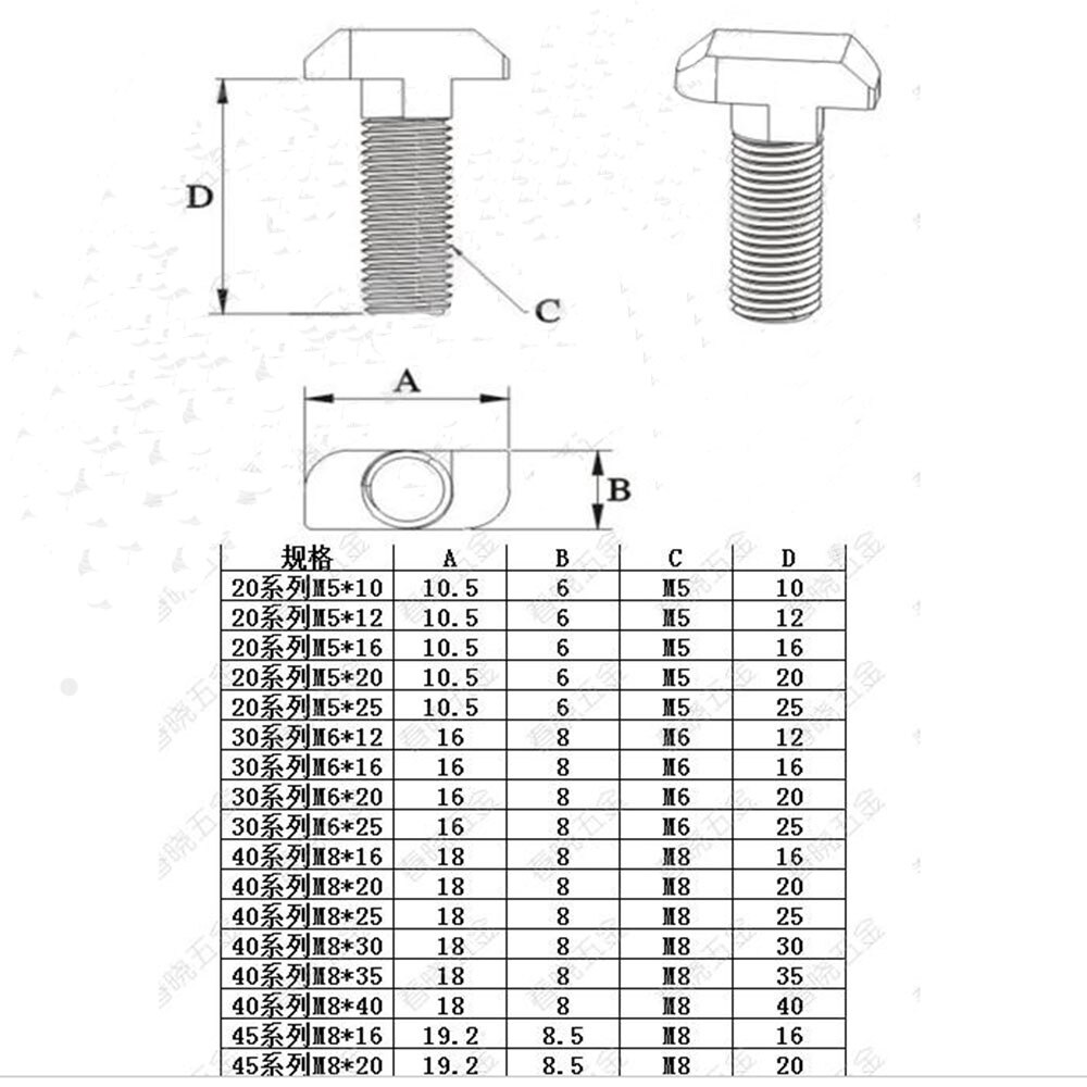 10 st  m6 12mm/16mm/20mm/25mm/30mm hammarhuvud t bult skruv nickelpläterad för 3030 serie 30 x30 aluminiumprofil