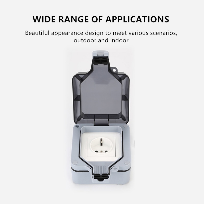 Waterproof Outdoor 16A Anti Storm Switched Socket Double IP66 Outside Use EU Plug