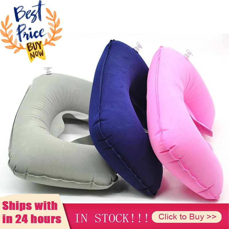 1Pcs Opvouwbaar U-Vormige Hals Ondersteuning Kussen Opblaasbaar Kussen Memory Foam Reizen Kussen Nek Super Zachte Kussens Air vliegtuig