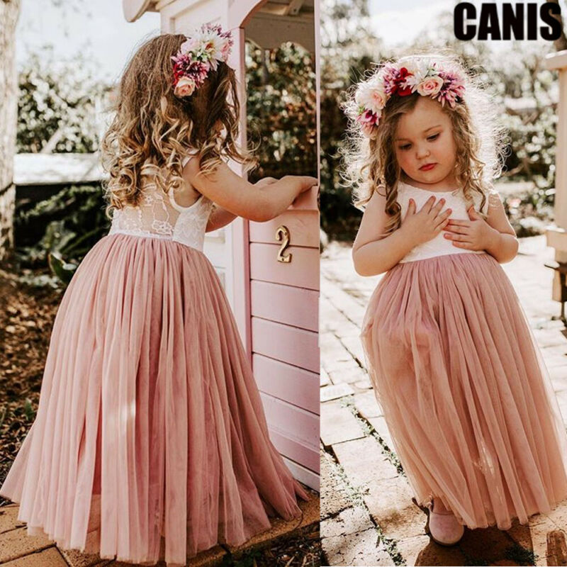 Vintage blomsterpiger kjole til bryllup aften børn prinsesse fest festspil lang kjole børn kjoler til piger formelt tøj