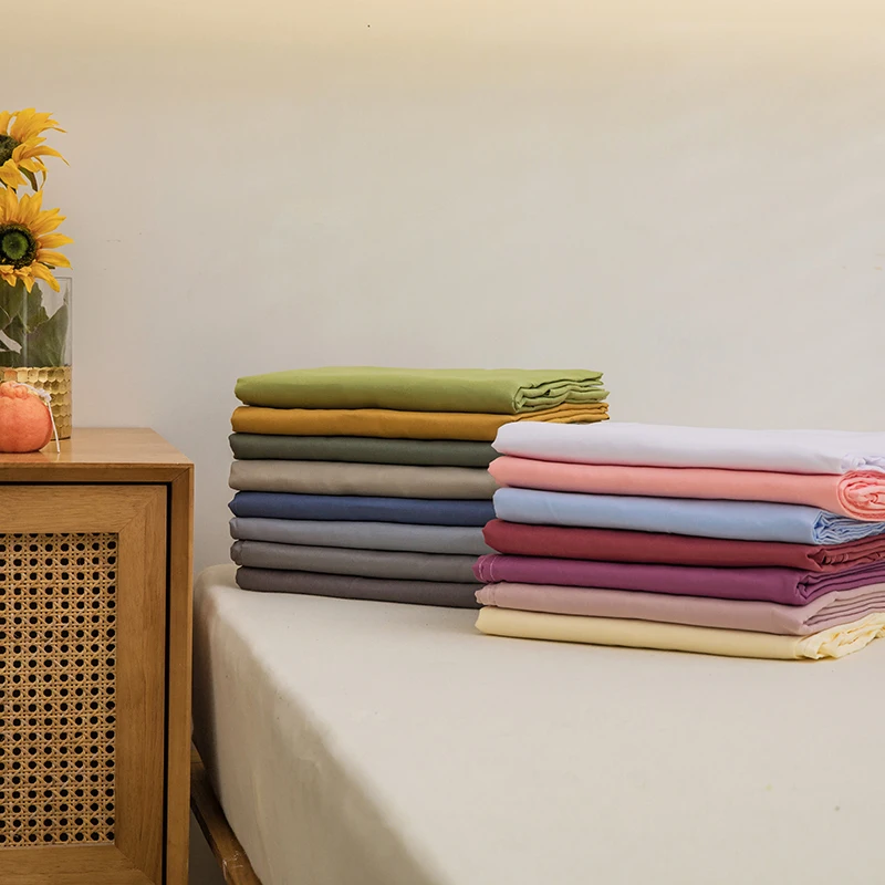 Weiche Bettwäsche für zu Hause, flaches Bettlaken für Doppelbett, einfarbig, einfarbig, obere Bettlaken, flache Bettwäsche für Einzelbett/Königin/König