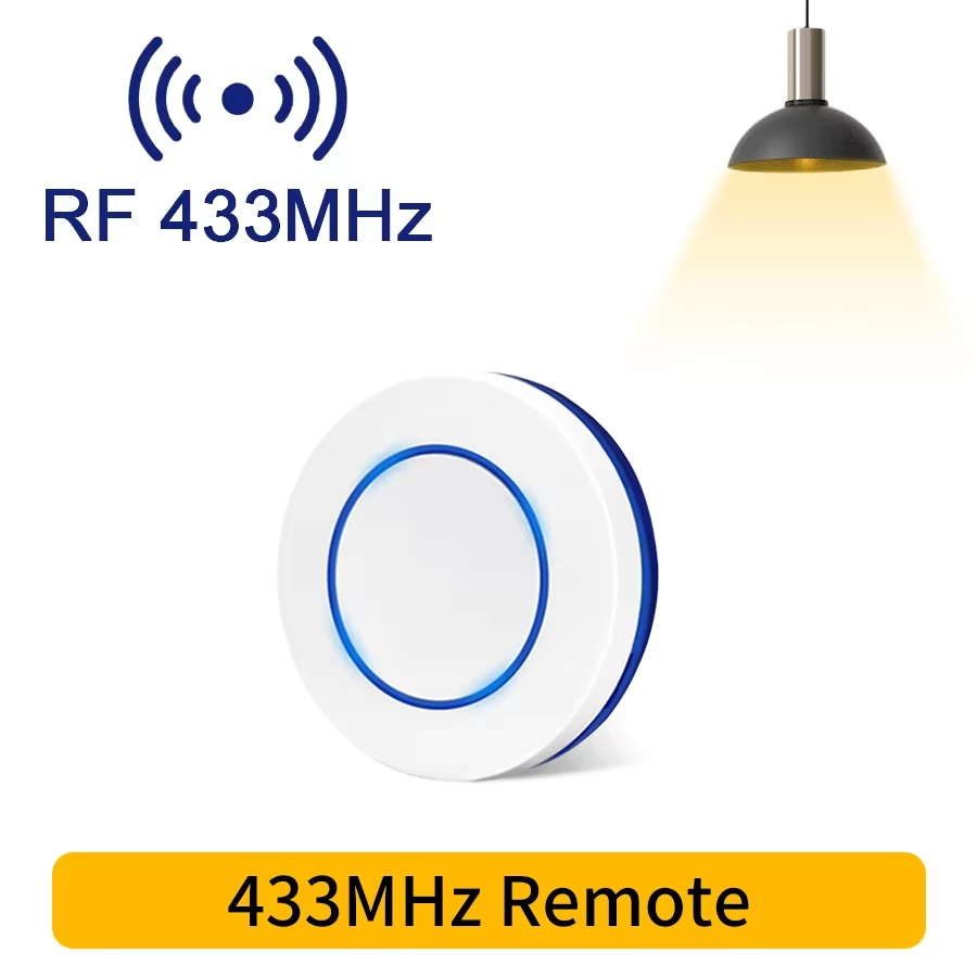 RF 433MHz Wireless Remote Control Light Switch 220V 110V 10A Relay Receiver Mini Round Button Wall Panel Switch For LED Lamp: Light Grey