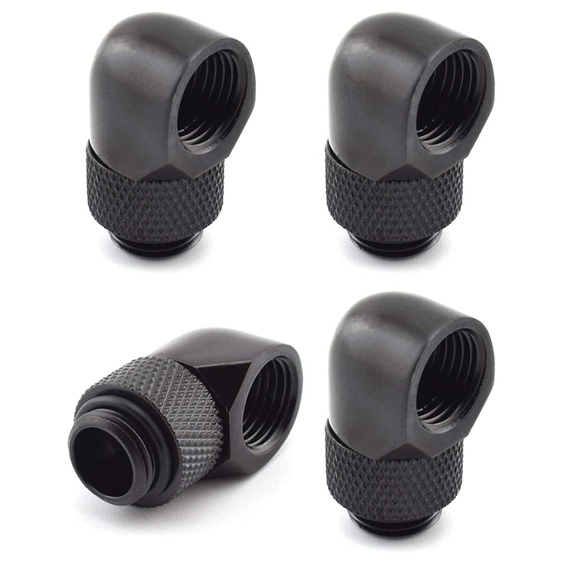 4Pcs / Lot G1 / 4 Inch 90 Rotary Compression Fitting 90 Degree Rotary Fitting Water Cooling Adaptors Metal Connector
