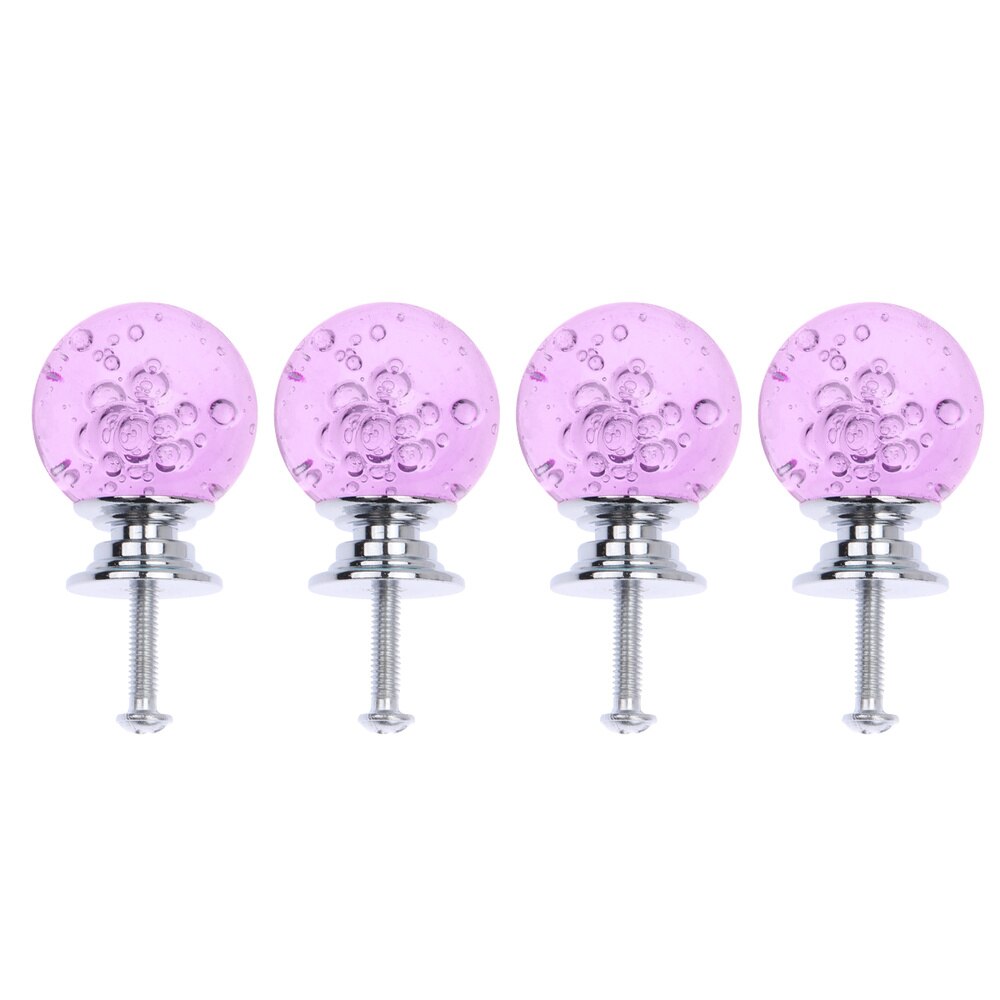 4 Set Single Hole Silver Base Lade Knop Bubble Bal Kast Lade Deurklink Met Schroeven Voor Home Office (wit, 1 Schroef, 4: Purple