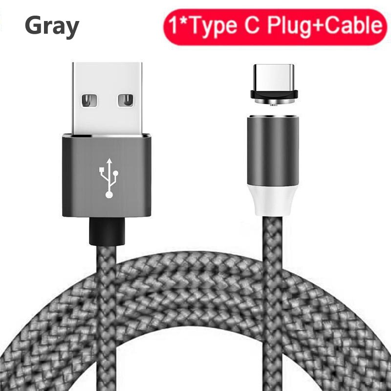 Qc 3.0 carregador de carro duplo usb cabo magnético tipo c cabo de carregamento para huawei p40 p30 p20 lite pro samsung s8 s9 s10 s11 plus lite: Gray Type-c Cable