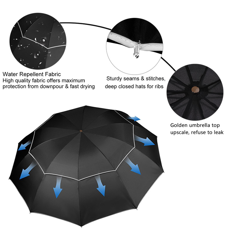 Büyük kalite şemsiye yağmur kadınlar erkekler katlanır çift katmanlı güçlü rüzgar direnci süper şemsiye açık seyahat kadın şemsiye