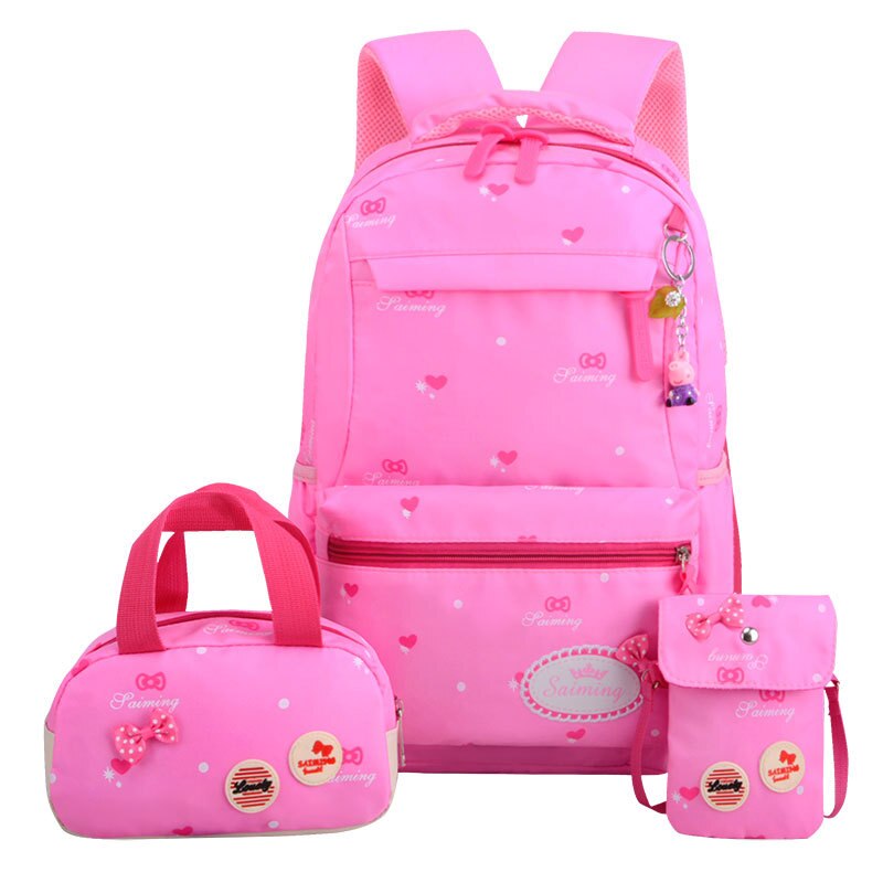 Sacs d'école à 3 imprimés pour enfants, cartable tendance pour filles: 3 pink
