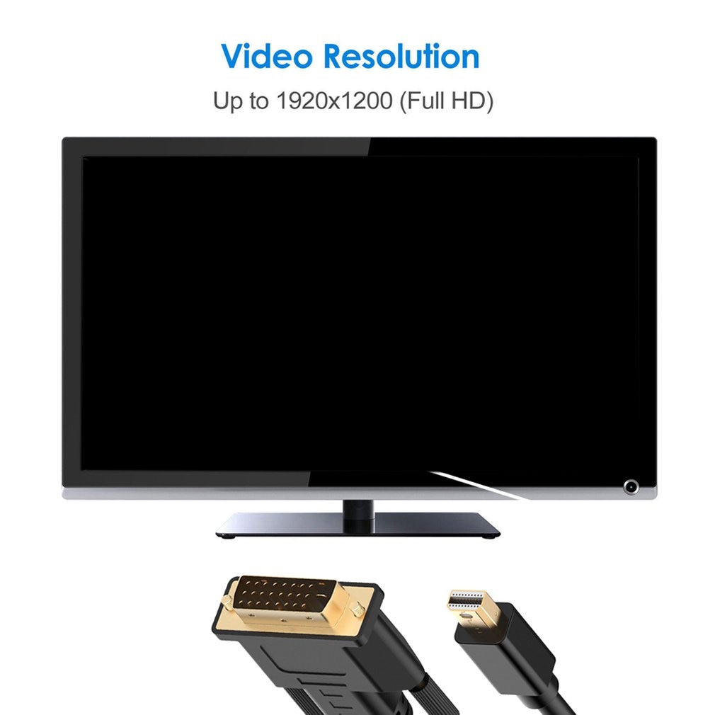 Gold plated Mini DisplayPort (Mini DP) to DVI Cable Thunderbolt Port Compatible